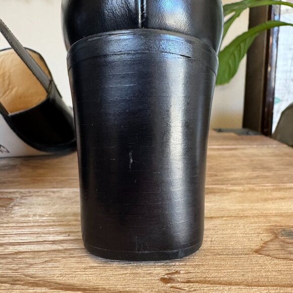 90s Vintage Nine West Jerry Square Toe Silver Buckle Block Block Heeled Loafer - Picture 11 of 16